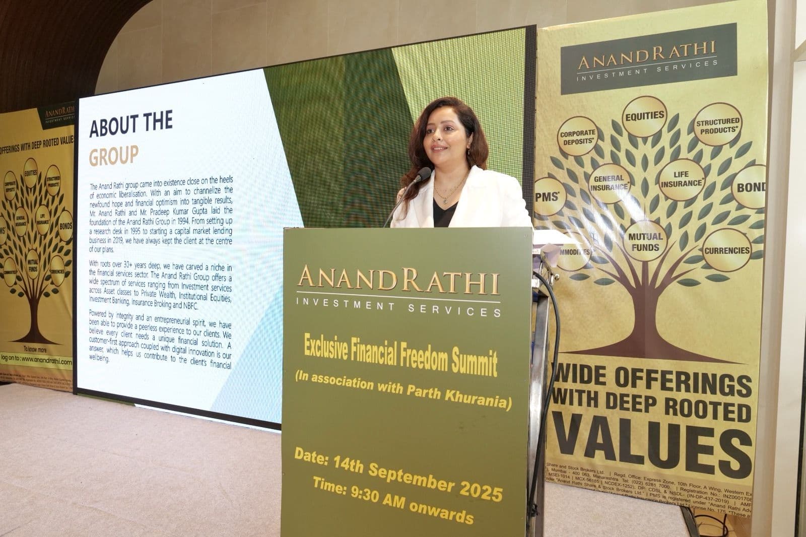 Pritha presenting at branded event